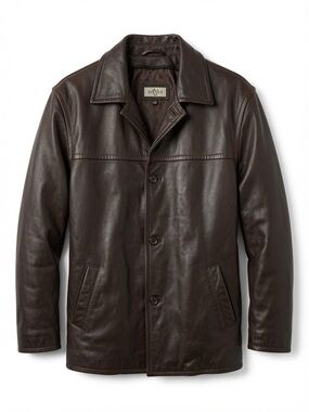 Orvis Dark Brown Leather Pea Coat